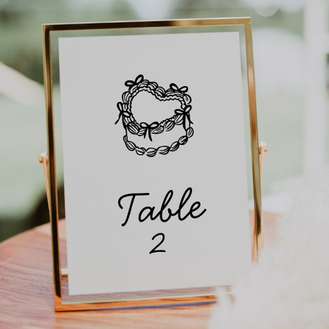 Whimsical Hand-Drawn Cake Wedding Table Number (Creator Uploaded)