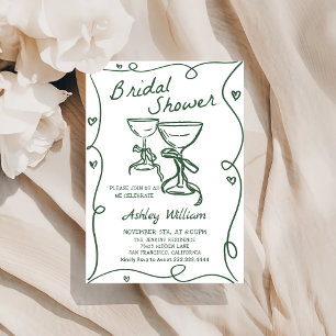 Whimsical Hand Drawn Champagne Bridal Shower Invitation