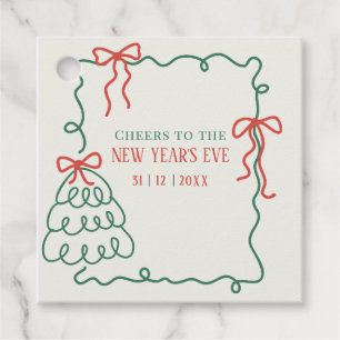 Whimsical Hand Drawn Champagne New Years Eve Party Favour Tags