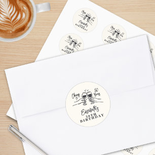 Whimsical Hand Drawn Cheers to 50 Years Birthday  Classic Round Sticker