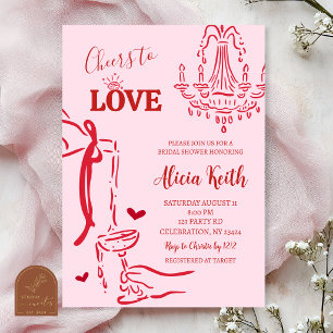 Whimsical Hand Drawn Cheers to Love Bridal Shower Invitation