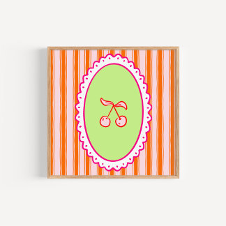 Whimsical Hand-Drawn Cherries Art Poster