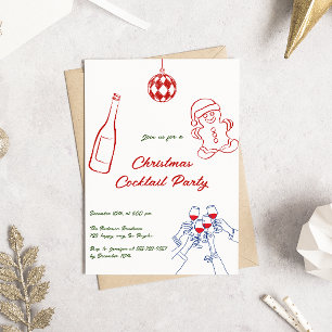 Whimsical Hand Drawn Christmas Cocktail Party Invitation