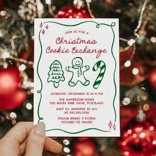 Whimsical Hand-Drawn Christmas Cookie Exchange Invitation