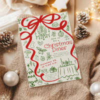 Whimsical Hand Drawn Christmas Diner Invitation