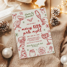 Whimsical Hand Drawn Christmas Girls Night