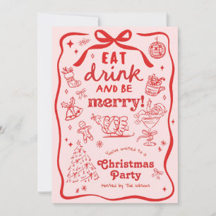 Whimsical Hand Drawn Christmas Party Invitation