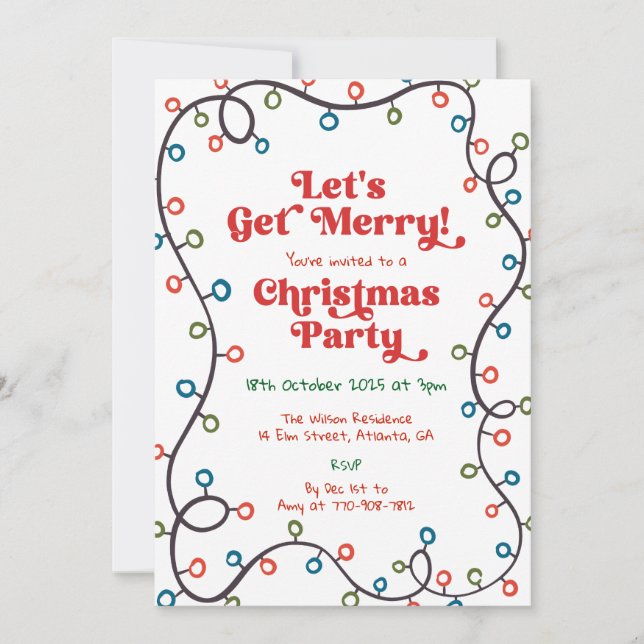 Whimsical Hand Drawn Christmas Party Invitation (Front)