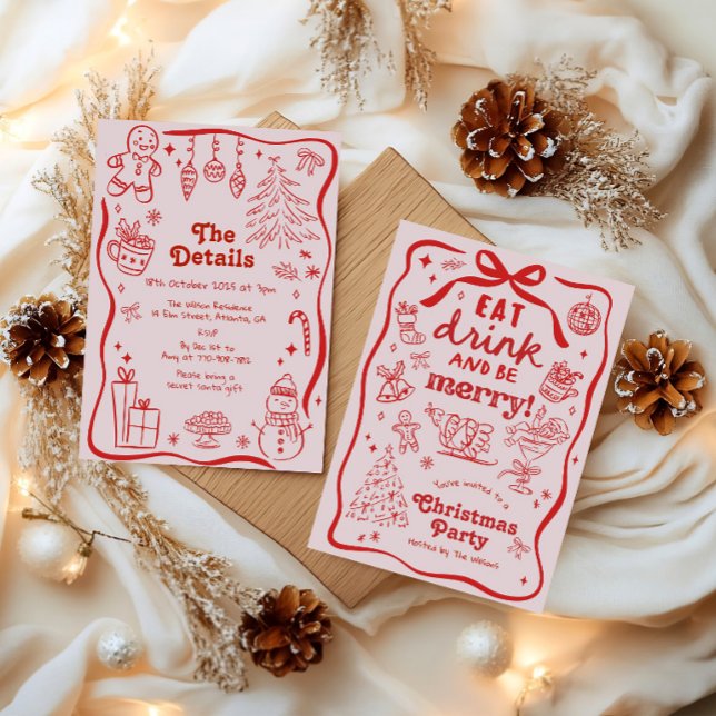 Whimsical Hand Drawn Christmas Party Invitation (Creator Uploaded)