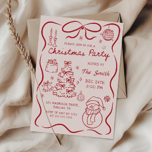 Whimsical Hand Drawn Christmas Party Invitation
