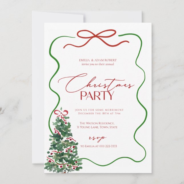Whimsical Hand Drawn Christmas Party  Invitation (Front)