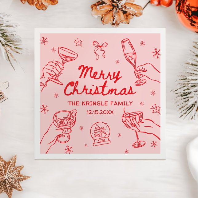 Whimsical Hand Drawn Christmas Party  Napkin (Creator Uploaded)