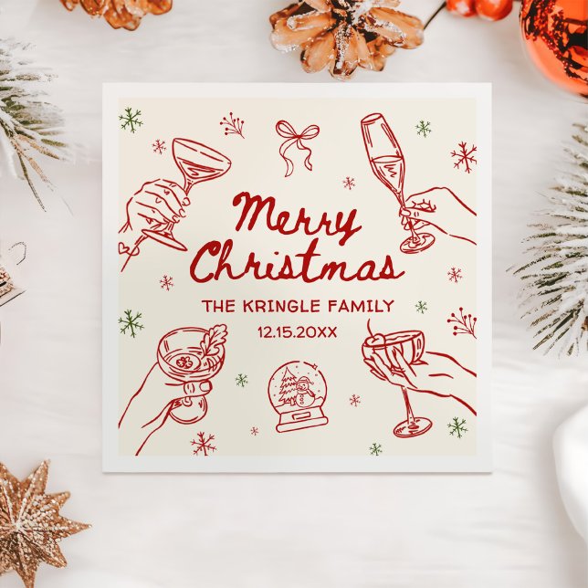 Whimsical Hand Drawn Christmas Party  Napkin (Creator Uploaded)