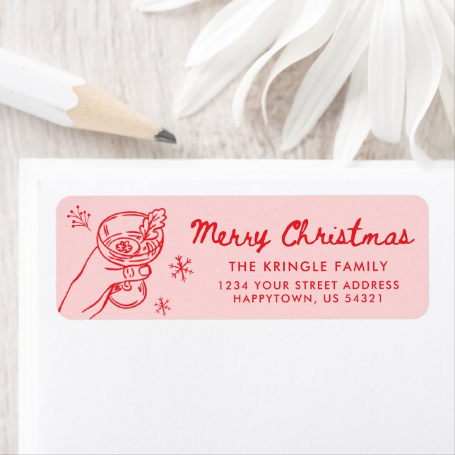 Whimsical Hand Drawn Christmas Return Address (Insitu)