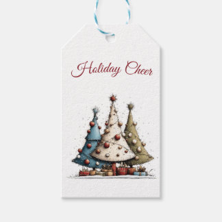 Whimsical Hand-Drawn Christmas Tree Pattern  Gift Tags
