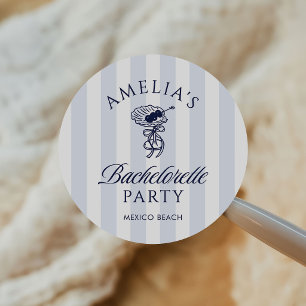 Whimsical Hand Drawn Cocktail Bachelorette Weekend Classic Round Sticker
