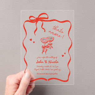Whimsical Hand Drawn Cocktails Thats Amore Wedding Acrylic Invitations
