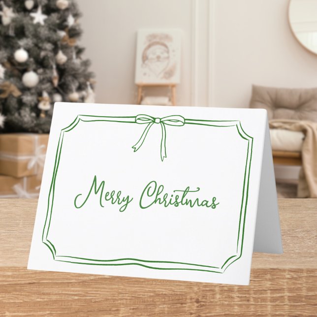 Whimsical Hand Drawn Coquette Bow Christmas Holiday Card (Creator Uploaded)