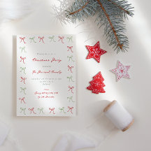 Whimsical Hand Drawn Coquette Bows Christmas Party