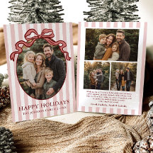 Whimsical Hand Drawn Coquette Red Bow Family Photo