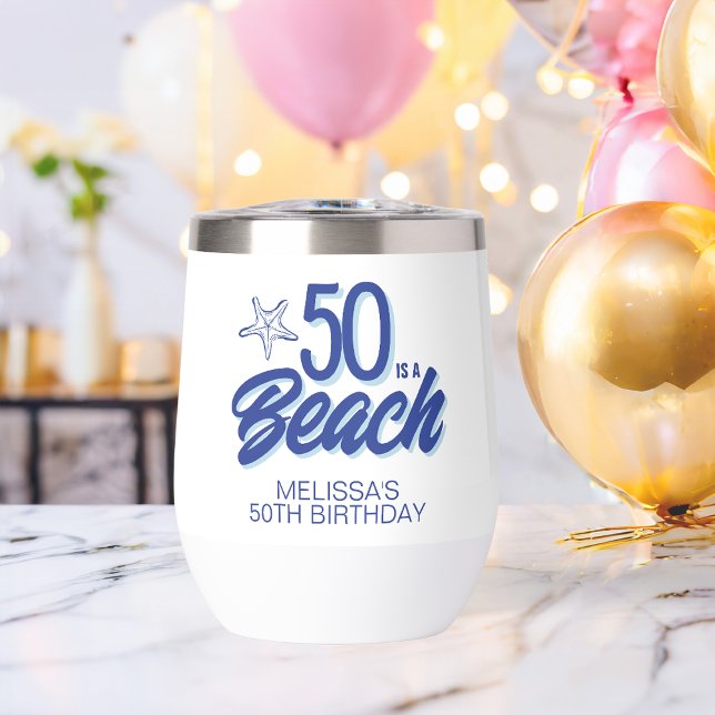 Whimsical Hand Drawn Doodle 50th Beach Birthday (Creator Uploaded)