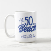 Whimsical Hand Drawn Doodle 50th Beach Birthday