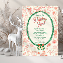 Whimsical hand drawn doodle Christmas Party