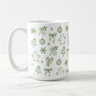 Whimsical Hand Drawn Doodle Green Coffee Mug