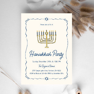 Whimsical Hand Drawn Doodle Hanukkah Party Invitation