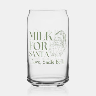 Whimsical Hand Drawn Doodle Milk For Santa Can Glass