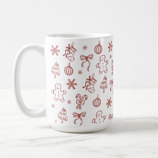 Whimsical Hand Drawn Doodle Red Coffee Mug