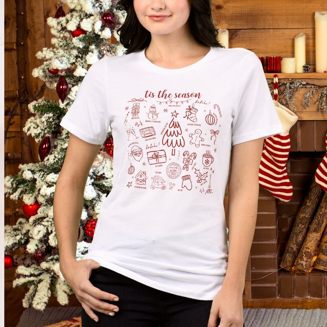Whimsical Hand Drawn Doodle Red Tri-Blend Shirt (Creator Uploaded)