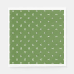 Whimsical Hand Drawn Doodle Snowflake Green Napkin