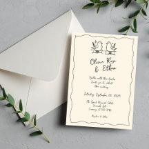 Whimsical Hand-Drawn / Doodle Wedding Invitation