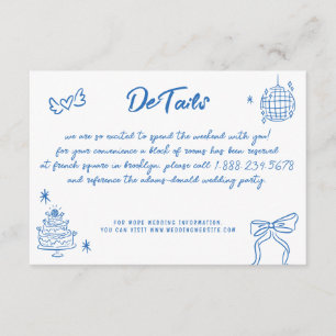 Whimsical Hand Drawn Doodles French Style Wedding Enclosure Card