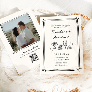 Whimsical Hand Drawn Doodles Rehearsal Dinner Invitation