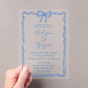 Whimsical Hand Drawn Doodles Wedding Acrylic Invitations