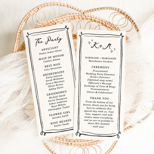 Whimsical Hand Drawn Doodles Wedding Programme (Creator Uploaded)