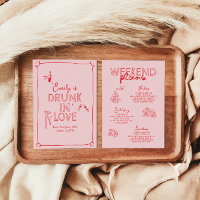 Whimsical hand drawn drunk in love bachelorette