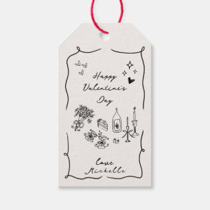 Whimsical, hand drawn elements Valentine's Day Gift Tags