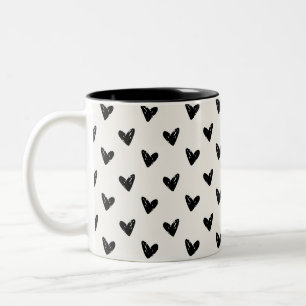 Whimsical, hand drawn elements Valentine's Day  Two-Tone Coffee Mug