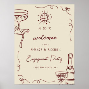 Whimsical Hand Drawn Engagement Welcome Sign
