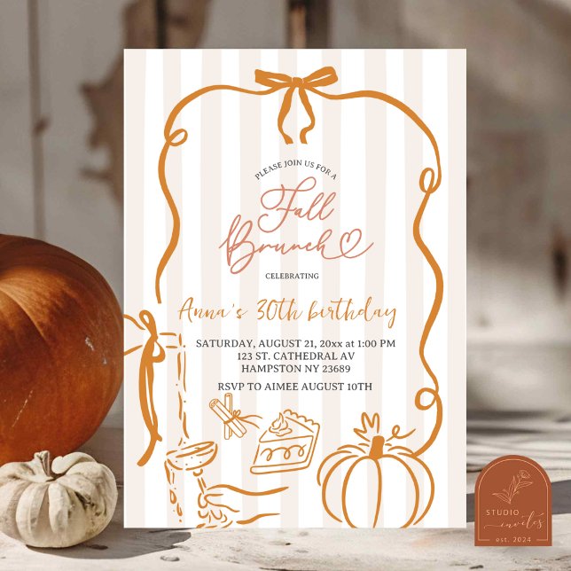 Whimsical Hand Drawn Fall Brunch Birthday Invitation (Creator Uploaded)