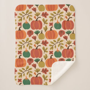 Whimsical Hand-Drawn Fall Halloween Pumpkin Seamle Sherpa Blanket
