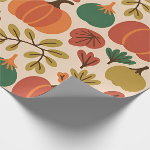 Whimsical Hand-Drawn Fall Halloween Pumpkin Seamle Wrapping Paper