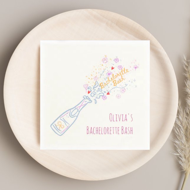 Whimsical Hand Drawn Floral Bachelorette Party Napkin (Creator Uploaded)