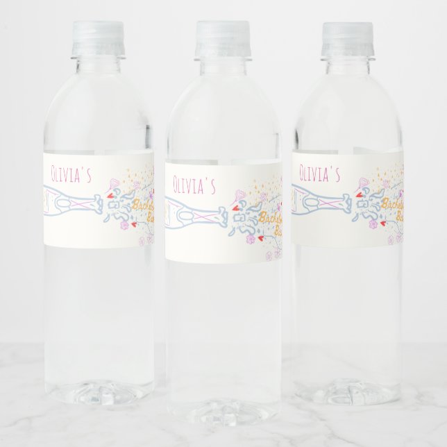 Whimsical Hand Drawn Floral Bachelorette Party Water Bottle Label (Bottles)