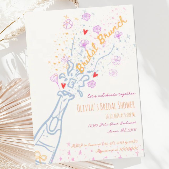 Whimsical Hand Drawn Floral Scribble Bridal Brunch Invitation (Creator Uploaded)
