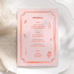 Whimsical Hand Drawn Fun Retro Wedding Menu<br><div class="desc">Whimsical Hand Drawn Fun Retro Wedding Table Menu</div>