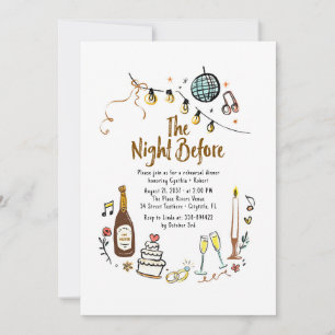Whimsical Hand Drawn Funky Rehearsal Dinner Invitation